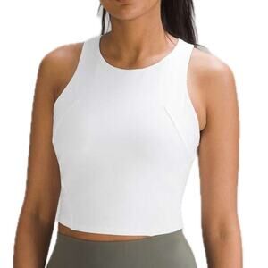 Lululemon Everlx White High Neck Cropped Wunder Train Racerback Tank Top
